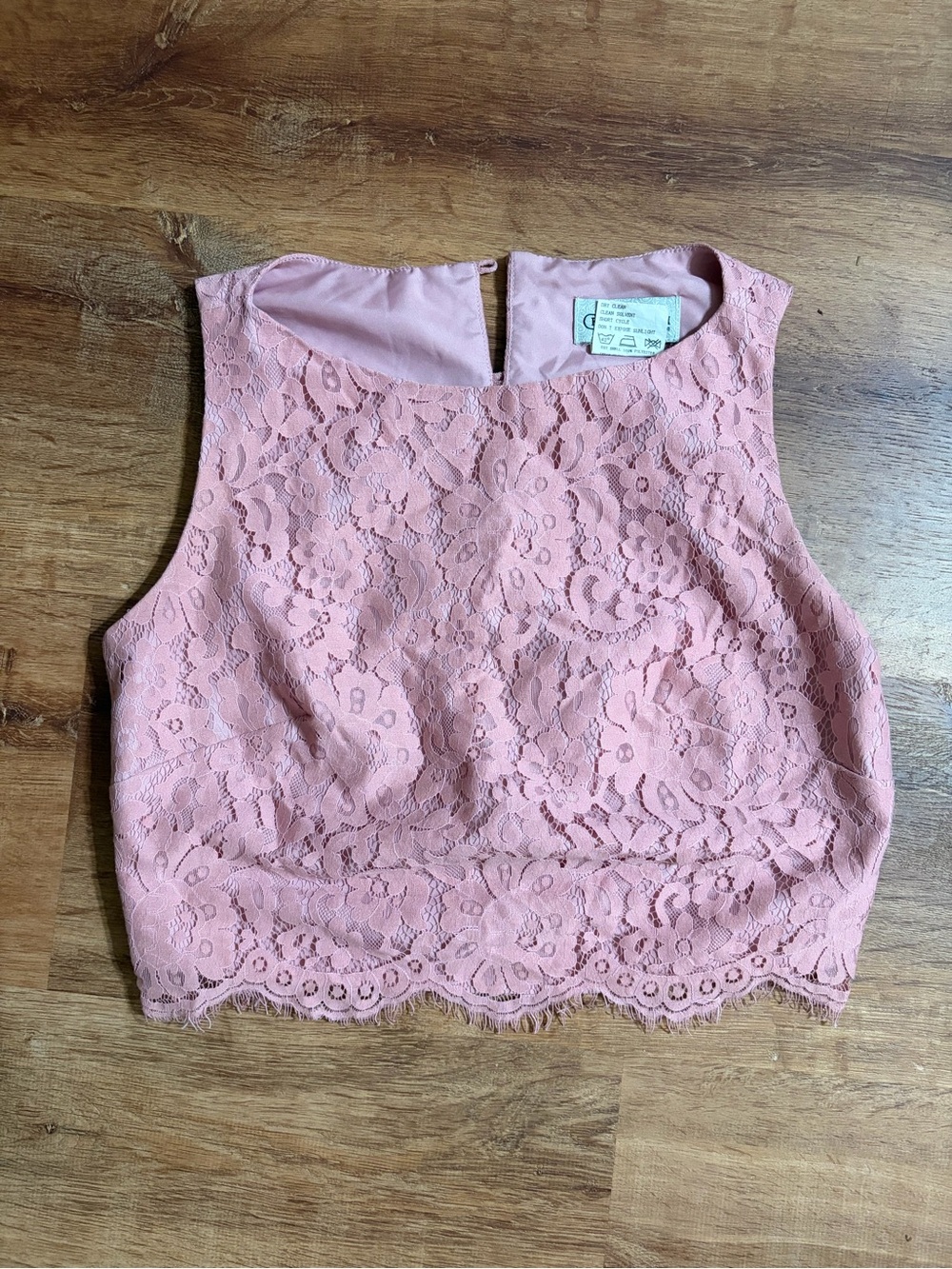 Christina Wu Pink Lace Crop Top